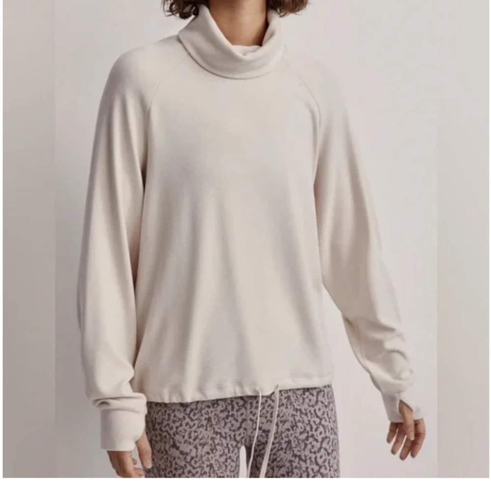Varley Portland High Neck Midlayer Restore Jersey Pullover Cream Drawstring XS - Picture 7 of 15